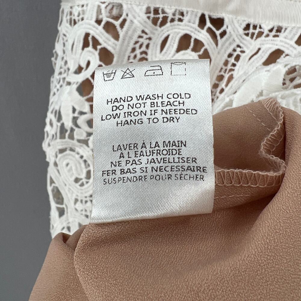 BARNEYS NEW YORK Crochet Lace Dress Womens XS White V-neck Sleeveless Tulip Midi - Picture 11 of 16